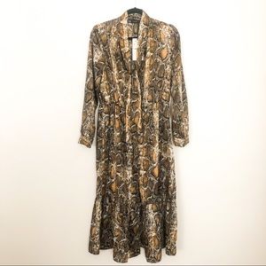 ZARA SNAKE LONG SLEEVE MIDI DRESS SZ L